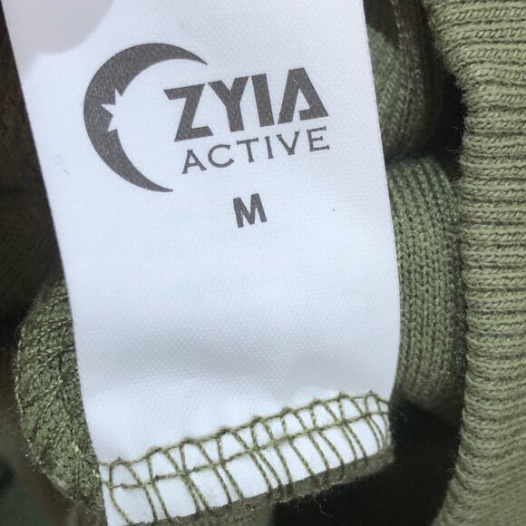 Zyia Active Women's Olive Flying V Fleece Jacket Size Medium Green Full Zip - Picture 2 of 10